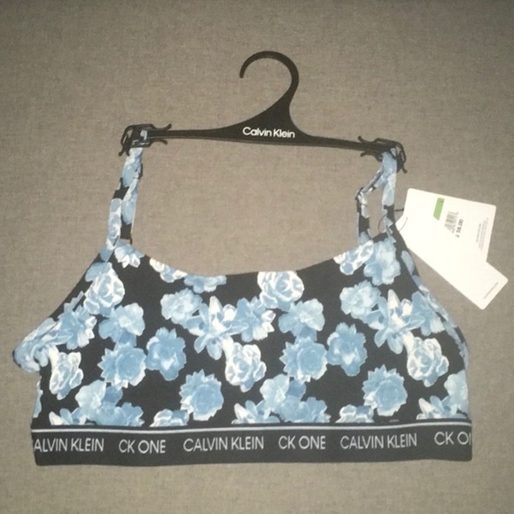 Calvin Klein intimates women's sz large black blue white bra bralette open back - Picture 3 of 13